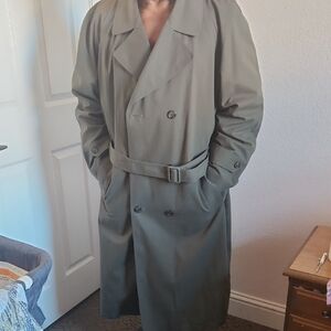 Mens Olive Trench Coat with Belt